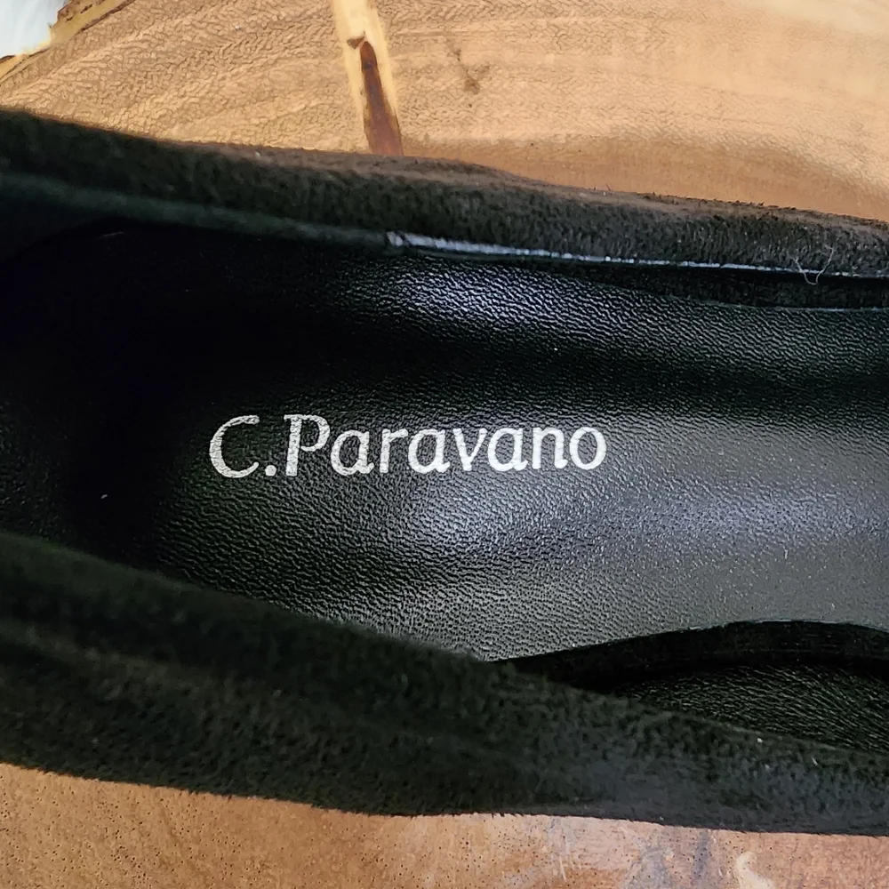 C. Paravano BowKnot Suede Flats (Aida) Black Size 37 (US Size 6.5)